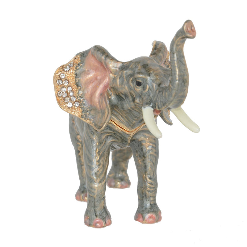 [Australia] - Minihouse Elephant Trinket Box Hinged Hand-Painted Enameled Animal Figurine Collectible Jewelry Box Ring Holder, Unique Gift for Home Decor Elephant-grey 