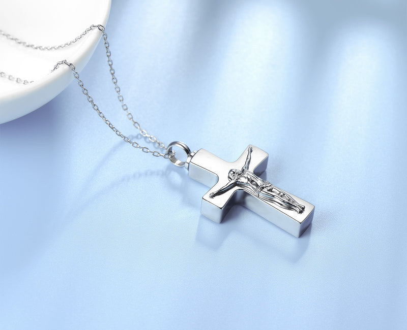 [Australia] - UNY 316L Stainless Steel Memorial Pets Ashes Keepsake Pendant Unique Jesus on Cross urn Cremation Pendant 