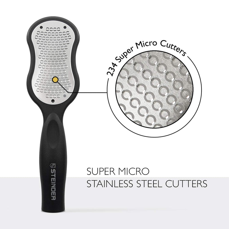 [Australia] - Steinder Foot File, Feet Scrubber for Hard Skin, Heel Scraper Dry Skin, Rough Skin Remover for Feet, Foot Pedicture Kit, Foot Rasp - Black 
