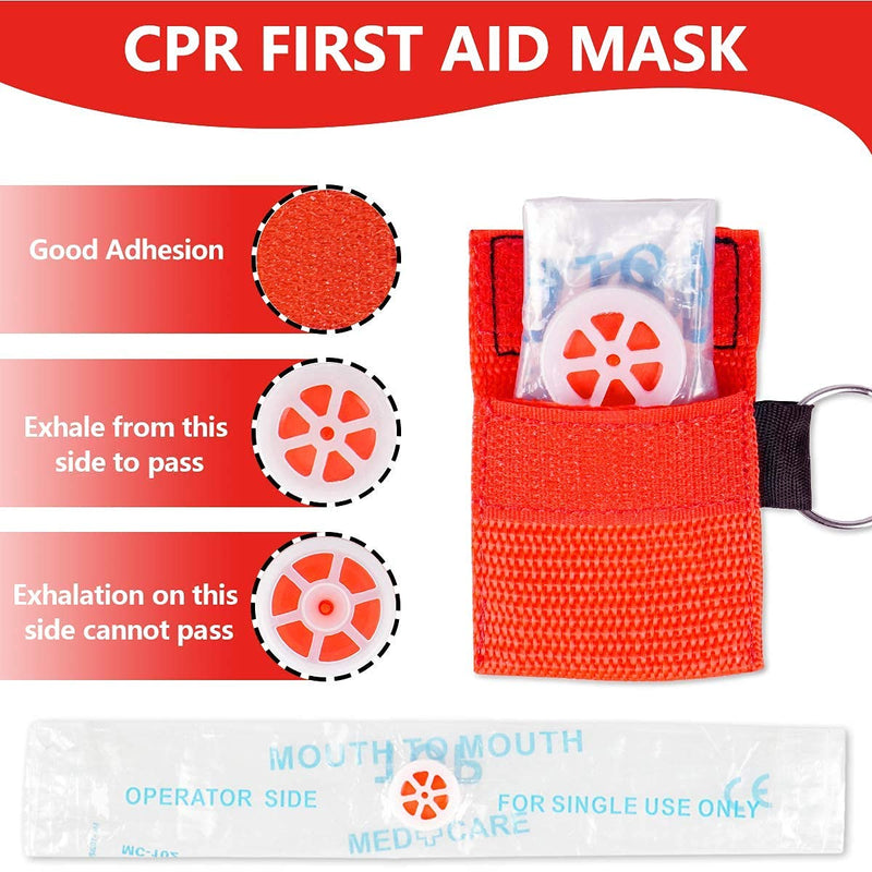 [Australia] - TENQUAN CPR Mask Keychain Ring 5 Pack CPR Emergency Kit Rescue Face Shields with One-Way Valve Breathing Barrier for First Aid or AED Training 