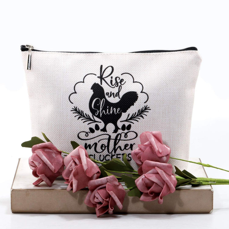[Australia] - G2TUP Fun Gifts for Women Funny Makeup Bag Rise and Shine Mother Cluckers Chicken Mom Farm Girl Gift (Funny Chicken Mom Makeup Bag) Funny Chicken Mom Makeup Bag 