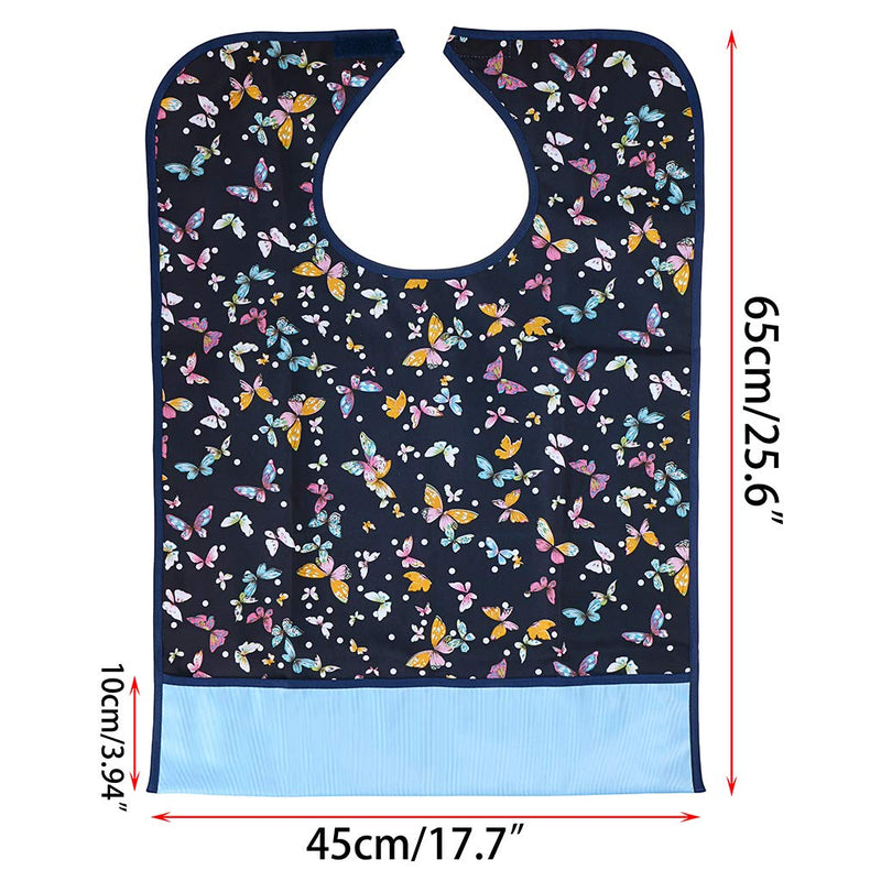 [Australia] - BTSKY 3Pcs Waterproof Reusable Adult Bibs - Washable Mealtime Protector Bib Clothing Protector with Crumb Catcher (Flower+Lip+Butterfly) Flower+Lip+Butterfly 