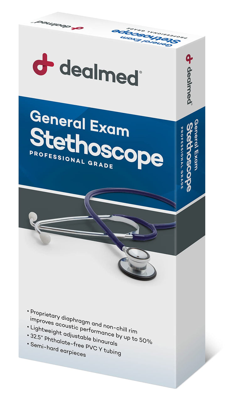 [Australia] - Dealmed General Exam Stethoscope – Professional Economy Dual-Head Medical Stethoscope with Lightweight Chestpiece, Flexible 32” Tubing & Comfort Eartips (Black) Black 