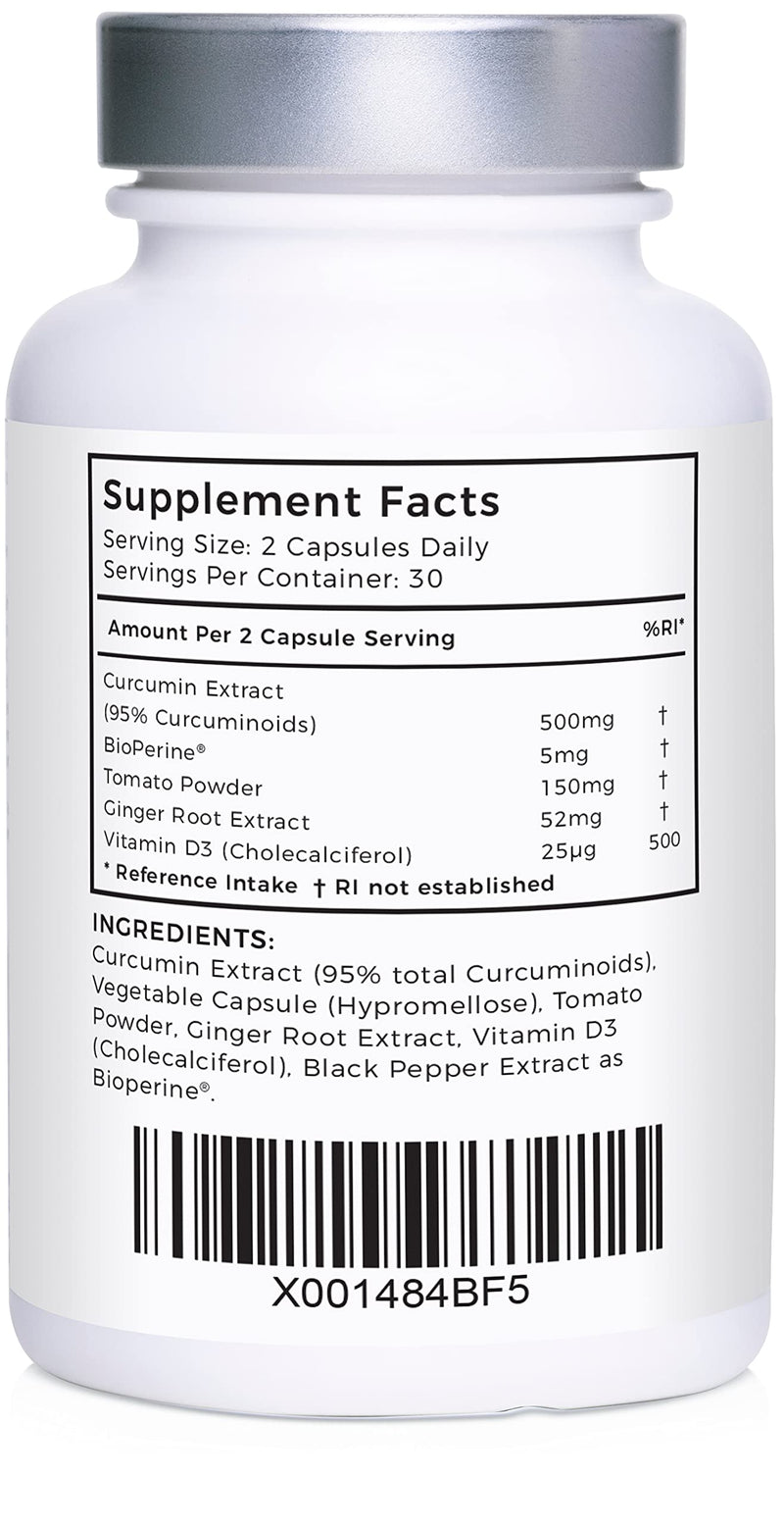 [Australia] - Curcumin 95 Advanced by LLS | High Strength Curcumin (the Active Component of Turmeric) with 95% Curcuminoids + BioPerine®, Vitamin D, Tomato and Ginger Root | 60 Capsules | Love Life Supplements - 'Clean, Effective, High Quality' 