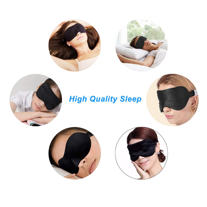 [Australia] - Silk Eye Mask for Sleeping Super Smooth Sleep Mask Silk Blindfold Blackout Eye Cover Portable Eye Shade Cotton Filled with Elastic Strap for Women & Men 