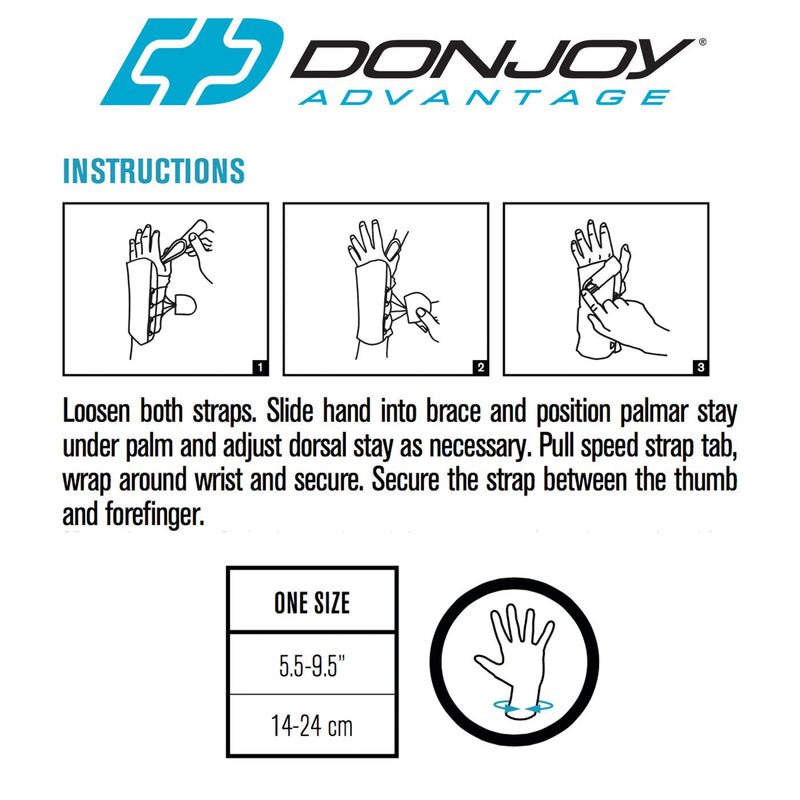 [Australia] - DonJoy Advantage DA161WB02-BLK-R Stabilizing Speed-Wrap Wrist Brace for Carpal Tunnel, Sprains, Strains, Tendonitis, Instabilities, Palm/Dorsal Stays Right 