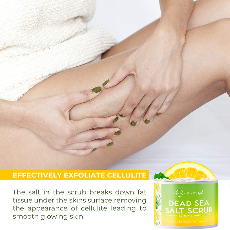 [Australia] - Dead Sea Salt Natural Organic Exfoliating Lemon & Mint Essential Oil Face Body & Foot Scrub. Cleansing, Hydrating, Firming, Dead Skin Ingrown Hairs, Anti Cellulite, Acne, Calluses Men & Women 500gr 