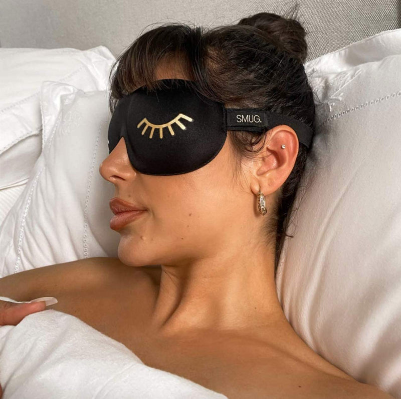[Australia] - SMUG 100% Blackout Sleep & Eye Mask | Eyelash Extension Friendly | Eye Masks for Sleeping | Sleep Masks for Women & Men | Straps for Dream Comfort & Adjustability | Black Wink 