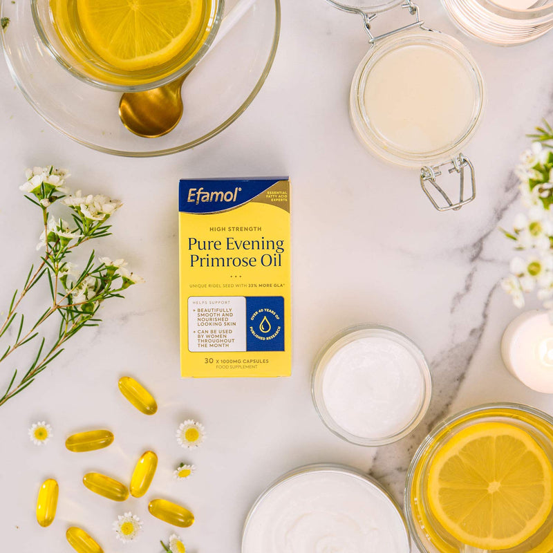 [Australia] - Efamol High Strength Pure Evening Primrose Oil 500mg | 90 Mini Easy to Swallow Capsules | Omega 6 Fatty Acids GLA + Vitamin E 