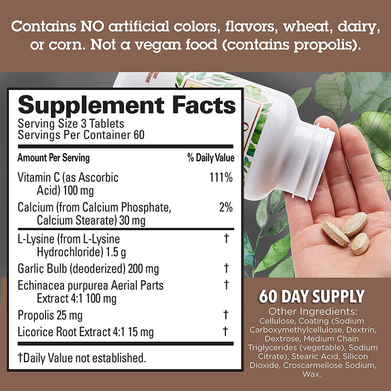 [Australia] - Quantum Health Super Lysine+ / Advanced Formula Lysine+ Immune Support with Vitamin C, Echinacea, Licorice, Propolis, Odorless Garlic (180 Tablets), Packaging may vary 