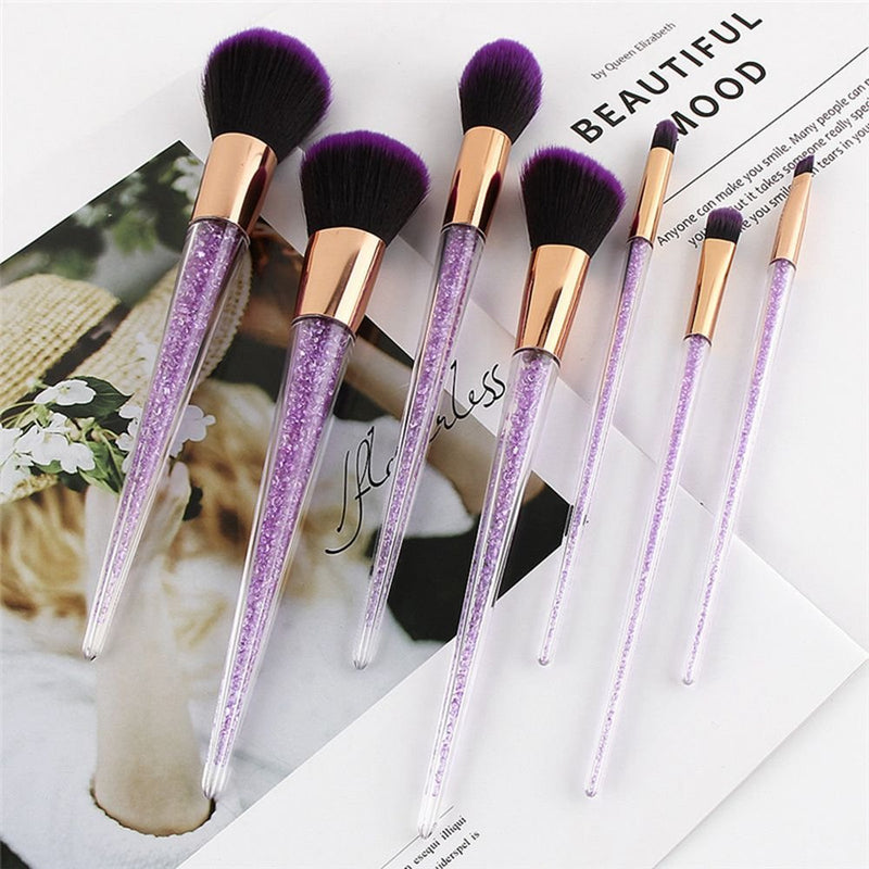 [Australia] - Makeup Brushes 7pcs Crystal Makeup Brush Set Premium Synthetic Artificial Fibres Foundation Brush Blending Face Powder Blush Concealers Eye Shadows Make Up Brushes Kit 