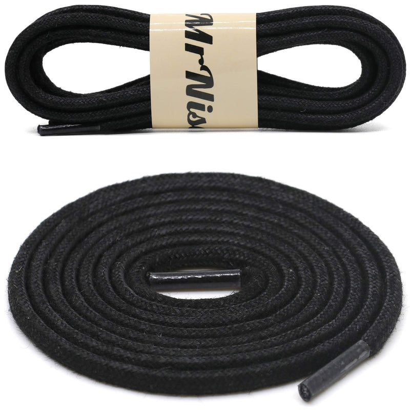 [Australia] - YFINE Round Waxed Dress Shoes Shoelaces Boots Shoe Laces (2 Pair) 23.62"INCH (60CM) 01 Black 