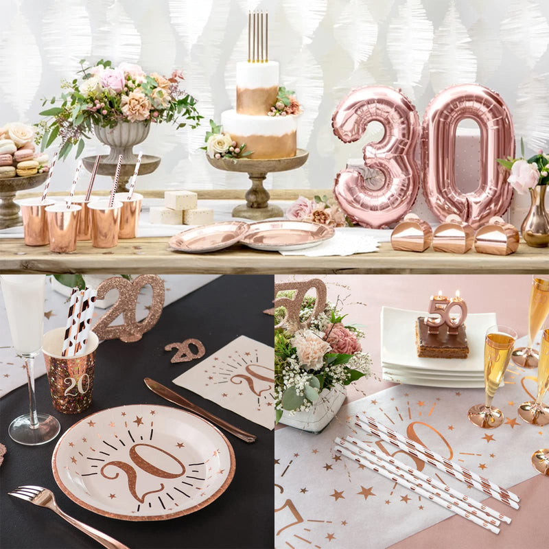 [Australia] - TGFIX 120pcs Rose Gold Paper Straws, Reusable Drinking Straw Bachelor Party Tableware Supplies for Bride Wedding Birthday Cocktail Decoration, Pink Pink-gold 