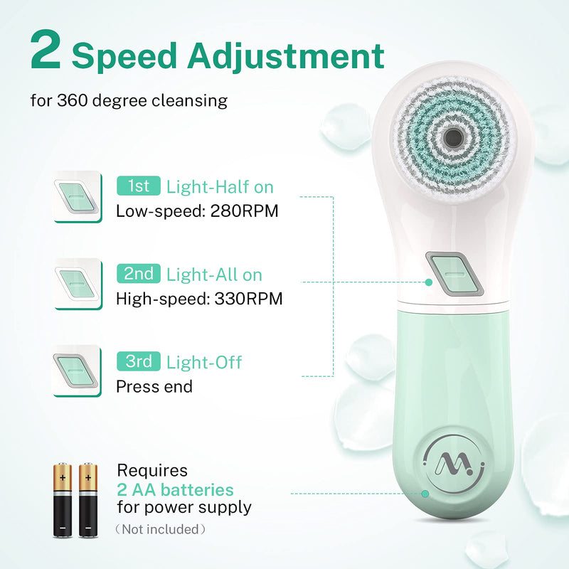 [Australia] - Misiki Facial Cleansing Brush, Electric Face Cleansing Brush with 5 Brush Heads, IPX7 Waterproof Facial Spin Brush for Deep Cleansing, Exfoliating, Removing Blackhead and Massaging 