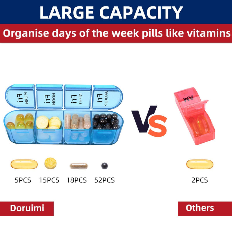 [Australia] - Doruimi Weekly Pill Box Organiser, Small Pill Box 7 Day 4 Times A Day, Pill Organiser with 28 Copartments to Hold Plenty of Medication, Vitamins and Supplements 