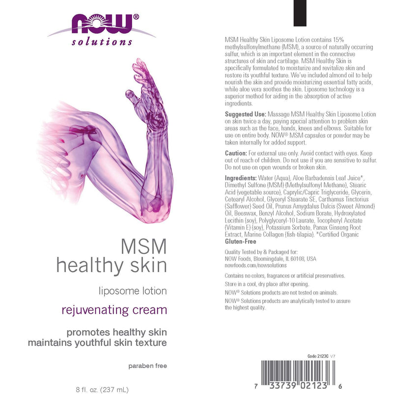 [Australia] - NOW Solutions, MSM Healthy Skin Liposome Lotion, Rejuvenating Cream with Almond Oil and Aloe, 8-Ounce 