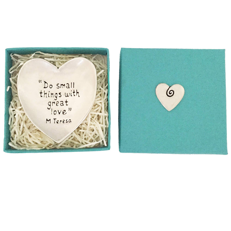 [Australia] - Basic Spirit "Do Small Things Pewter Trinket Dish Ring Bowl Mother Teresa Gift Box 