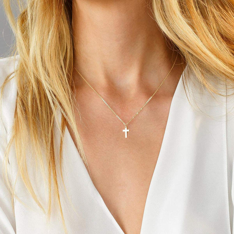 [Australia] - Tewiky 18k Gold/Silver Plated Simple Evil Eye Turquoise Cross Pendant Choker Necklace Simple Tiny Necklace for Women Girls Cross Pendant Gold 