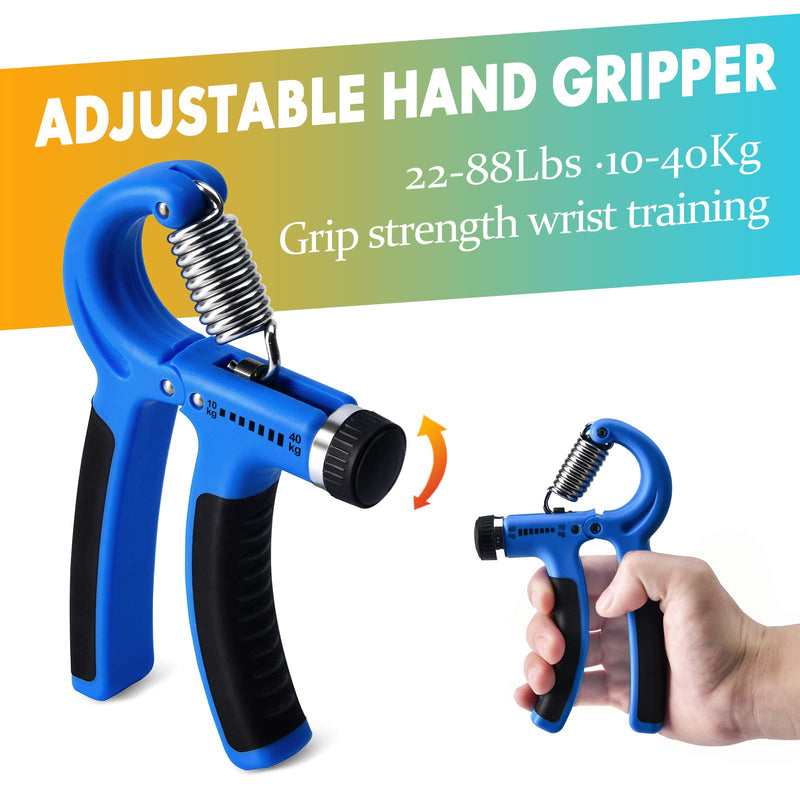 [Australia] - IMENSEAS Hand Grip Strengthener 7 Pack Adjustable Hand Gripper, Finger Stretcher Resistance Extensor Bands, Finger Exerciser, Grip Strength Ring & Stress Relief Ball for Athletes & Musicians Navy 