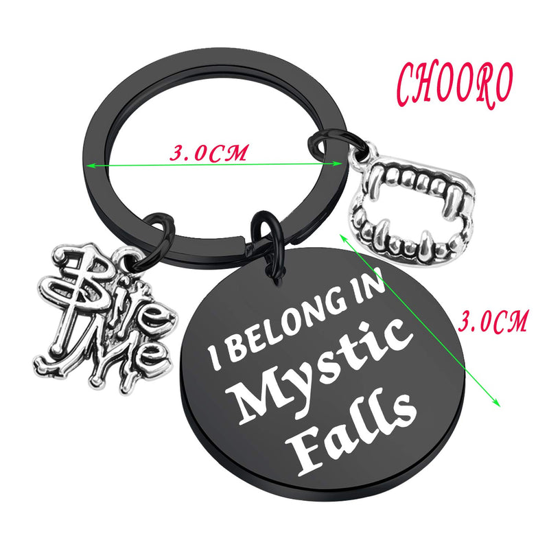 [Australia] - CHOORO The Vampire Diaries Inspired Jewelry Vampire Diaries Gift I Belong in Mystic Falls Keychain Vampire Diaries Tv Show Inspired mystic falls keychain black 