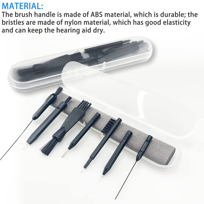 [Australia] - 8Pcs Hearing Aid Cleaning Kit Professional Hearing Amplifier Cleaning Fabric Multi-Functional Brushes with Plastic Box(Black) 