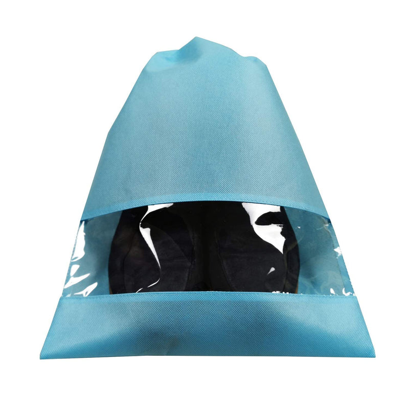 [Australia] - ANIZER 8 PCS 11.8"x17.3" Non-Woven Dustproof Drawstring Bag Travel Shoe Bags Dust Cover Pouch Bag Storage with Visual Window for Handbags Purses Shoes (Blue) Blue 