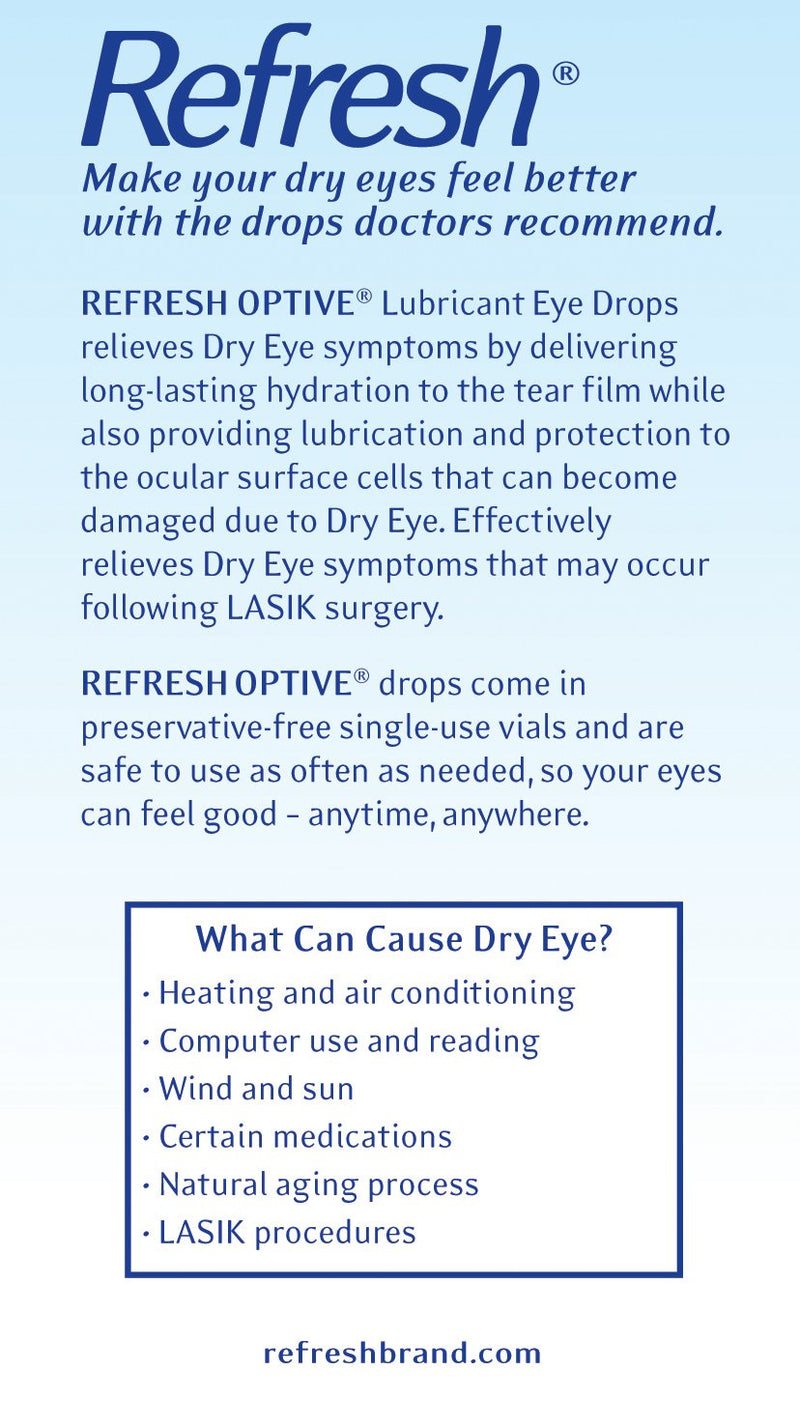 [Australia] - Refresh Optive Lubricant Eye Drops For Dry Eyes, Preservative-Free, 0.01 Fl Oz Single-Use Containers, 60 Count 60 Count (Pack of 1) 