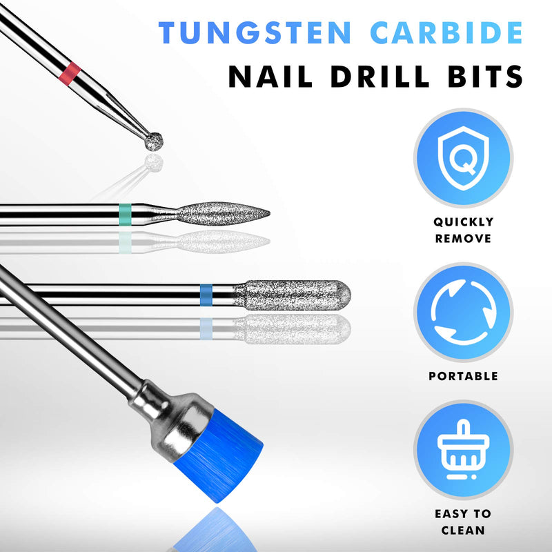 [Australia] - Nail Drill Bits Set - Cuticle Nail Bits 10PCS 3/32 inch Drill Bits for Remove Acrylic Gel Nails Drill Bit by INFELING, Manicure Pedicure Home Salon Use 