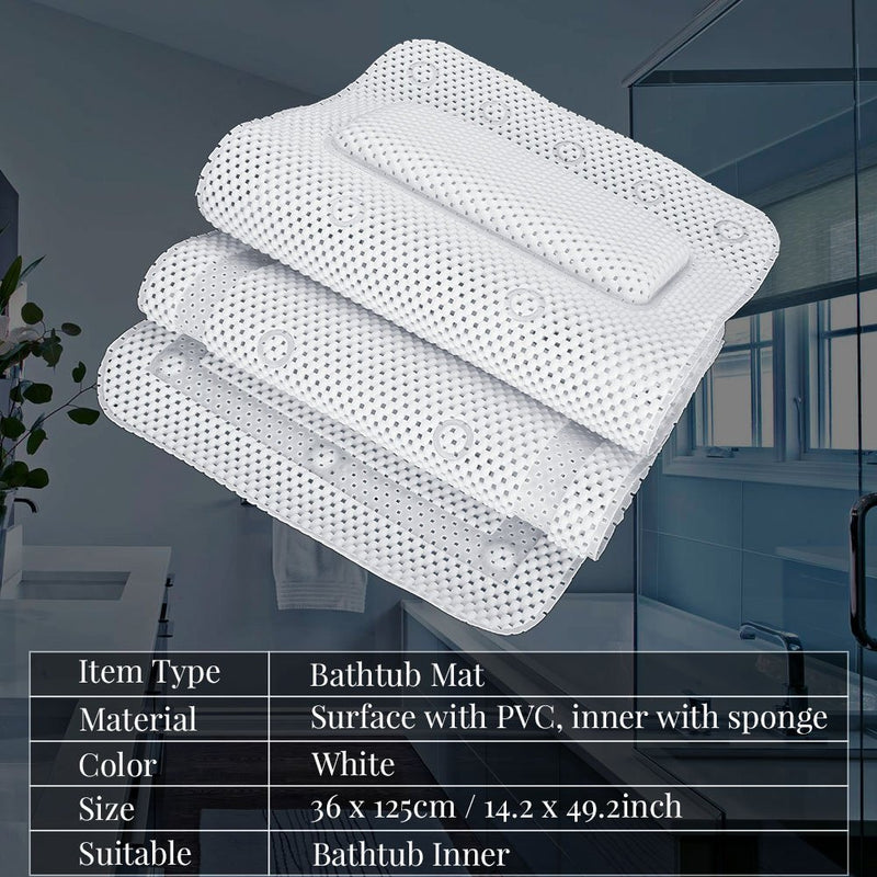 [Australia] - Filfeel Bath Pillow, Full Body Spa Bath Mattress Cushion Pillow Soft Quilted Bathtub Mat with Breathable 