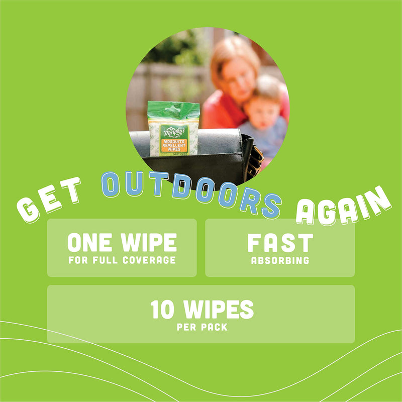 [Australia] - Murphy's Naturals Mosquito Repellent Wipes | DEET Free | Made with Plant Based Essential Oils | Includes Citronella + Lemongrass | Easy to Use | Great for Family | Travel Sized | 10 Wipes | 3-Pack 