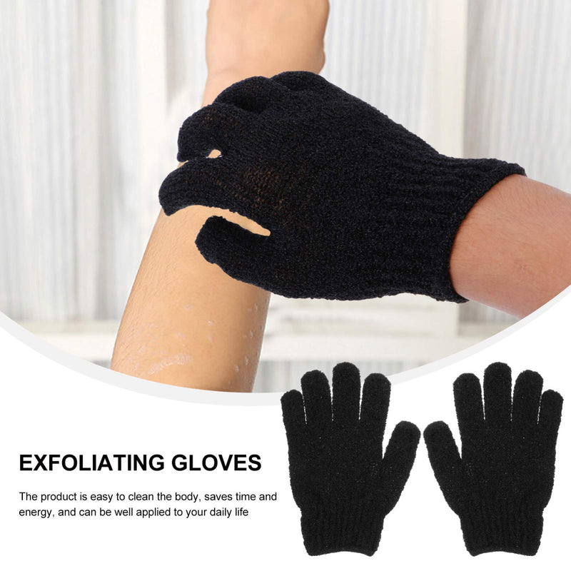 [Australia] - Healifty Exfoliating Gloves Black Shower Gloves Body Exfoliation Mitt Scrubbers Bath Gloves for SPA Home Bathroom Hotel 4 Pairs (Black) 
