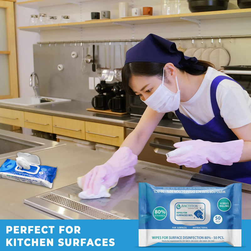 [Australia] - Bactitox Alcohol Wipes - Antibacterial Sanitiser - 80% Ethanol - Fast Acting Surface Disinfectant - Thick and Durable (50 Count (Pack of 2)) 50 Count (Pack of 2) 