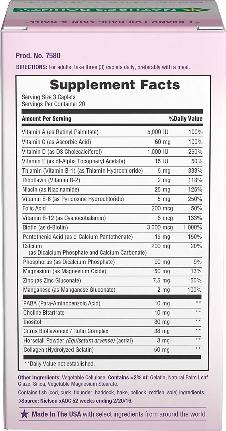 [Australia] - Nature's Bounty Optimal Solutions Hair, Skin & Nails Formula, 60 Coated Caplets 
