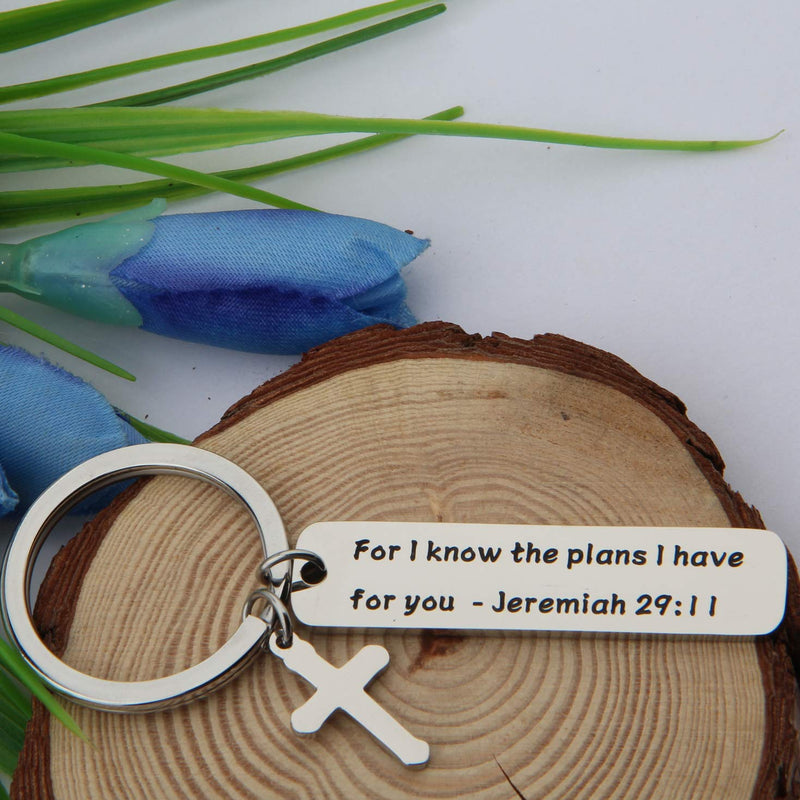 [Australia] - FEELMEM Religious Gifts Jeremiah 29:11 for I Know The Plans I Have for You Keychain Inspirational Christian Jewelry Quote silver 