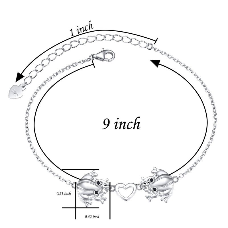 [Australia] - S925 Sterling Silver Frog Heart Necklace Ring Bracelet Earrings Jewelry Set for Women Girl Christmas Gift Anklet 