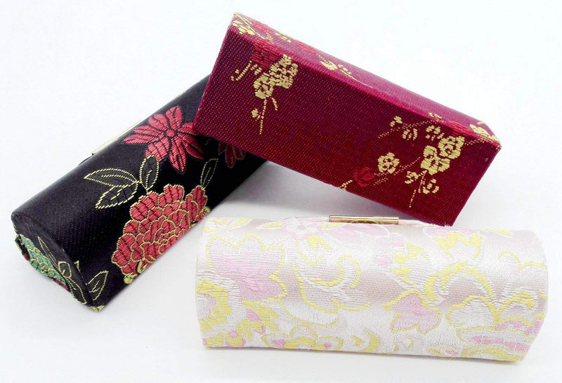 [Australia] - Easybuystore Lipstick Case 3pcs /Set Lipstick Case with Mirror,satin Silky Fabric with Gorgeous Design ,Random Assorted Colors, Jewelry Box 