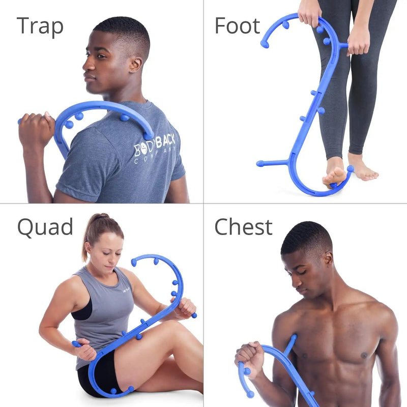 [Australia] - Body Back Buddy Classic - Trigger Point Massage Tool, Neck and Back Massager Handheld, Manual Self Massager, Massage Cane, Muscle Knot Remover with Instructions (Blue Marbled) Blue Marbled 