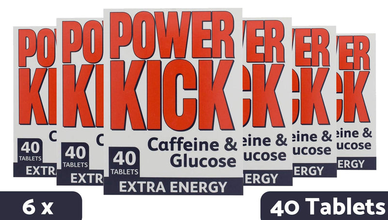[Australia] - Powerkick Extra Energy Caffeine & Glucose Tablets x 40 - Pack of 6 (240 Tablets in Total) 