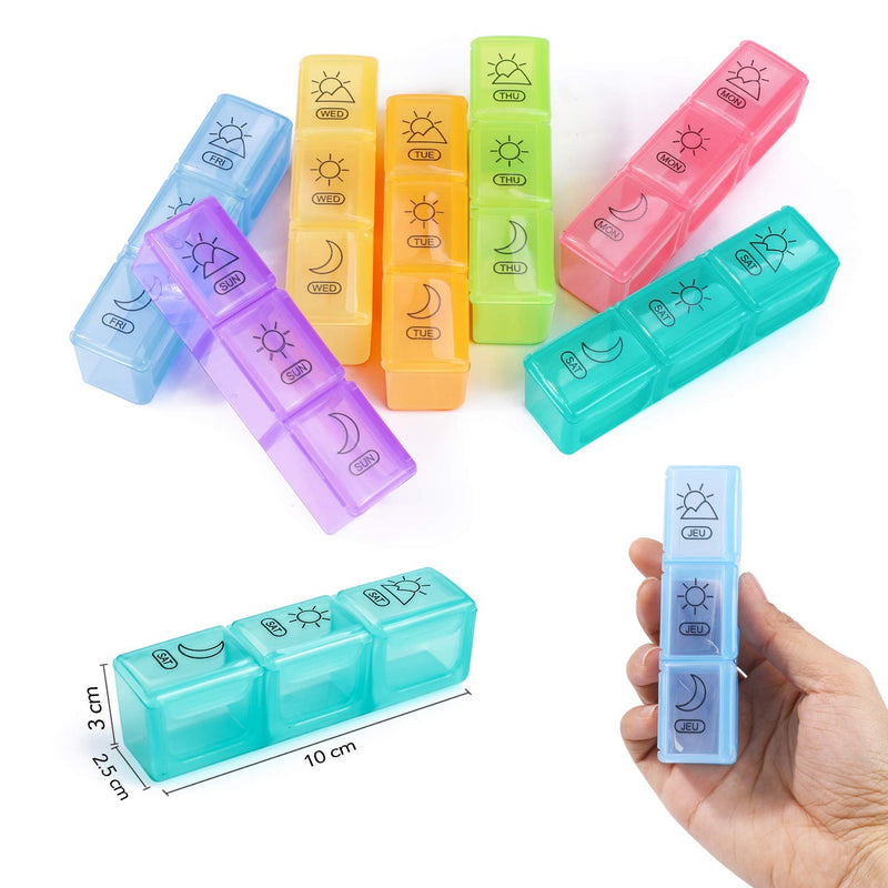 [Australia] - Pill Box Organiser 7 Day , Opret Pill Dispenser Weekly 3 Times a Day with case for Travel, Vitamin Fish Oil Container Planner BPA Free (Rainbow-Coloured) Coloured 