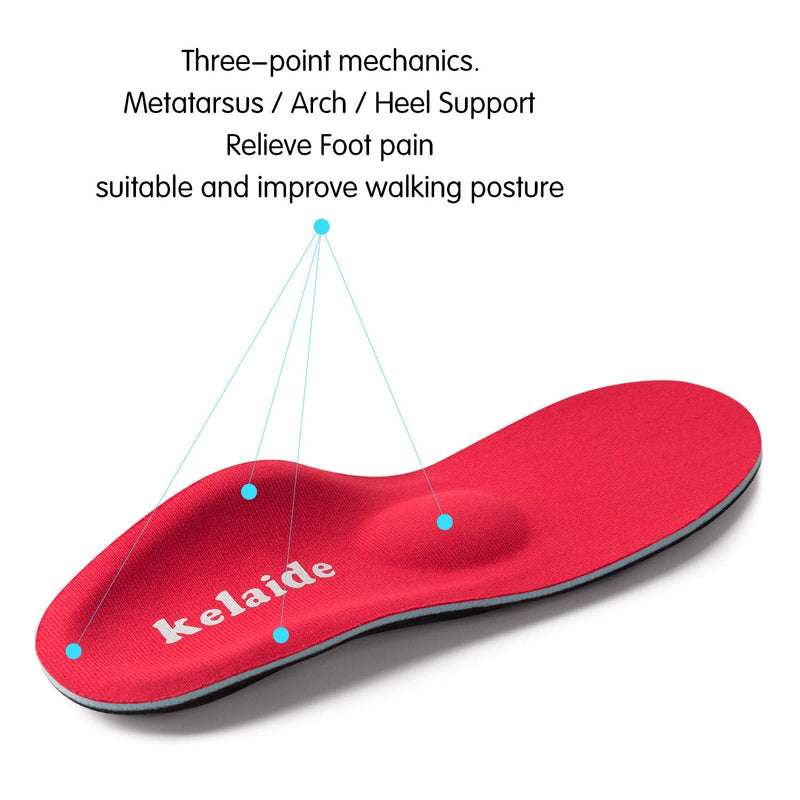 [Australia] - Orthotic Insoles, High Arch Support Soft Insert for Flat Feet, Plantar Fasciitis, Feet Pain, Foot Valgus, Over Pronation, Walking Fit Insoles for Men and Women UK-4-230mm Red 