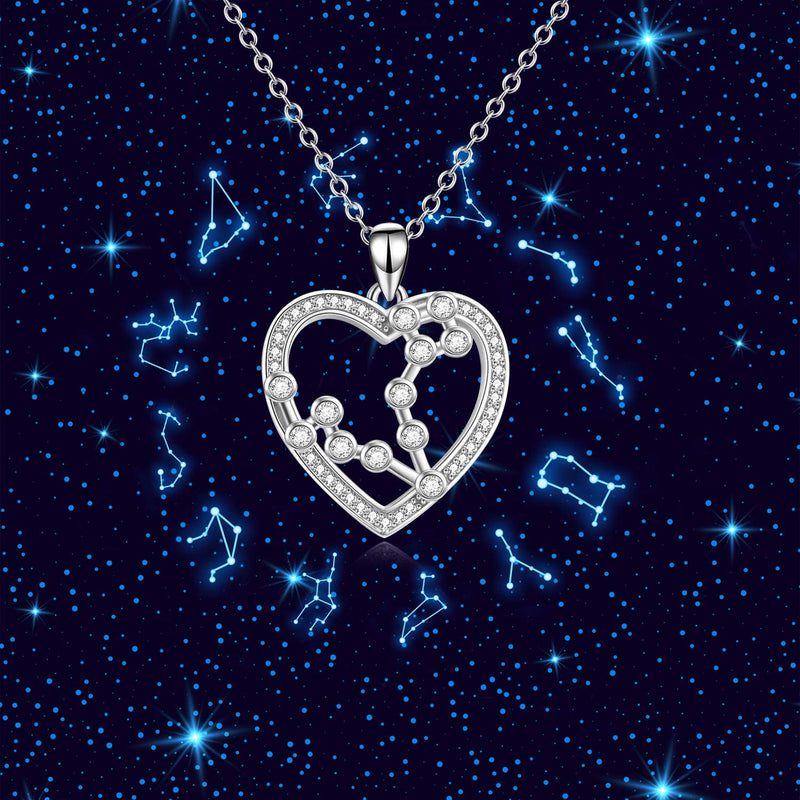 [Australia] - YFN Sterling Silver 12 Zodiac Constellation Necklace Heart Pendant for Women Jewelry Gifts Pisces 
