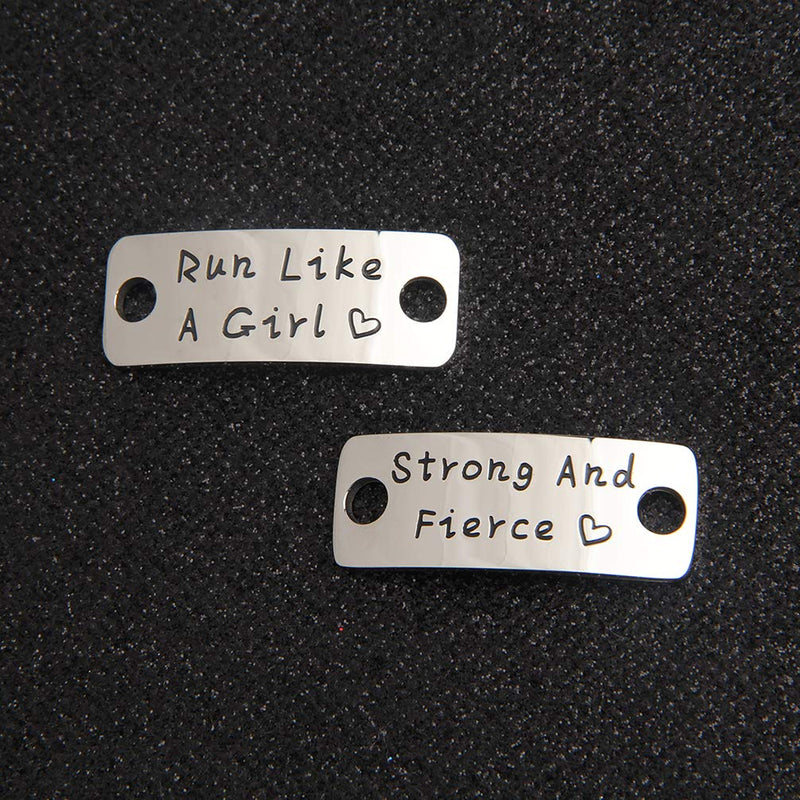 [Australia] - bobauna Shoe Lace Tag Run Like A Girl Strong and Fierce Inspirational Trainer Tags Gift for Runner Marathon Gift run girl strong fierce 
