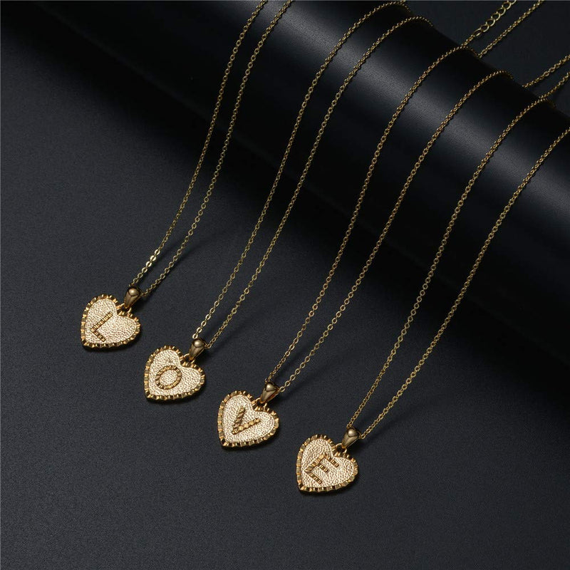 [Australia] - IEFSHINY Heart Initial Necklace for Women - 14K Gold Filled Dainty Heart Pendant Initial Letter Necklaces, Handmade Engraved Alphabet Monogram Necklaces Jewelry Gift Idea for Women Teen Girls R-heart 