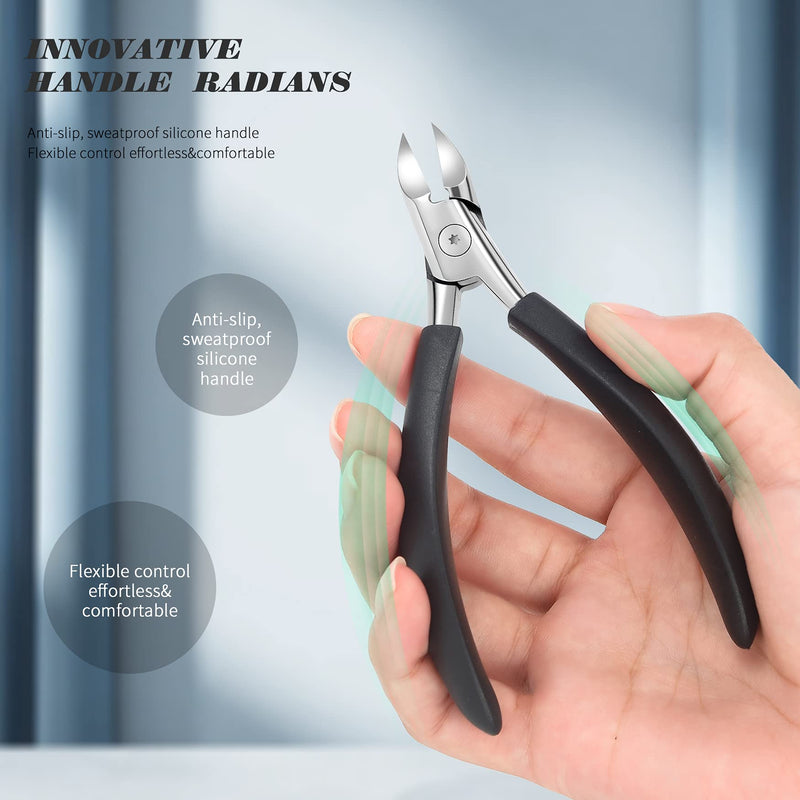 [Australia] - FVION Nail Clippers for Thick Nails or Ingrown Toenails, Thick Nail Clippers for Elderly, Precision Long Handled Toenail Clippers for Women & Men - Black 