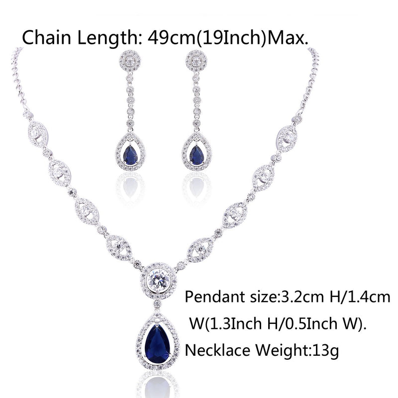 [Australia] - GULICX AAA Cubic Zirconia CZ Silver Plated Base Women's Party Jewelry Set Earrings Pendant Necklace 