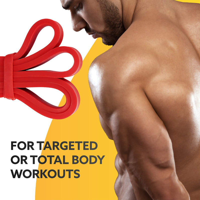 [Australia] - 3DActive Pull Up Assist Band - Resistance Band for Strength Training, Powerlifting, Body Stretching, CrossFit. Free Exercise Guide. #1 Red- 10 to 35 Pounds (1/2 *4.5mm) - Single Band 