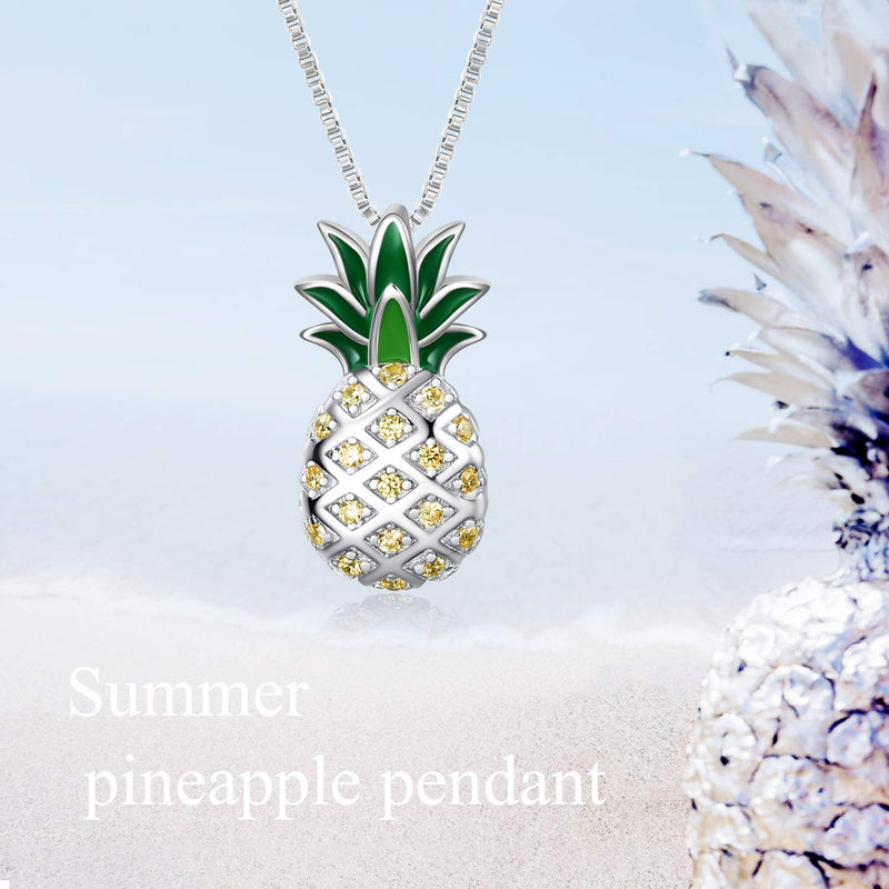 [Australia] - LUHE Pineapple Pendant Necklace,Pineapple Stud Earrings,Pineapple Threader Earrings,Sterling Silver Two-Tone Pineapple Jewelry Gift for Women Teens Girls B Pineapple necklace 