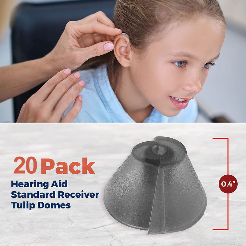 [Australia] - MEDca Standard Receiver Tulip Domes Compatible with GN Resound Sure Fit - 20-Pcs Universal Invisible Tip Replacement Ear Domes for BTE PSAP and Open Fit Models 