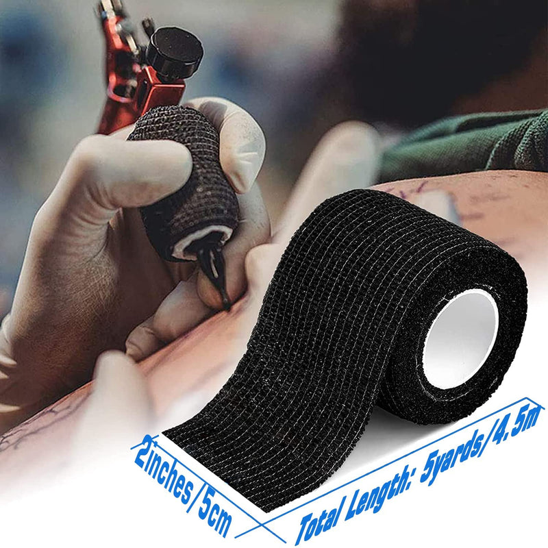 [Australia] - Self-adhesive Bandage - Unihuby 6pcs Grips Wrap Disposable Self Adhering Elastic Non-Woven for Handle Grip Tube Postoperative Wound Sports Protection (Black) Black 