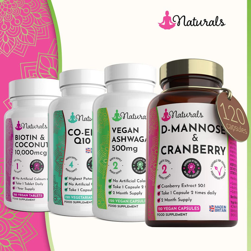 [Australia] - 120 D-Mannose and Cranberry Capsules - (2 Months Supply) 1000mg D Mannose & Cranberry Extract Per Serving - UK Made Vegan Supplement (Not Tablets) - High Strength Natural UTI Support for Women & Men 120 Count (Pack of 1) 
